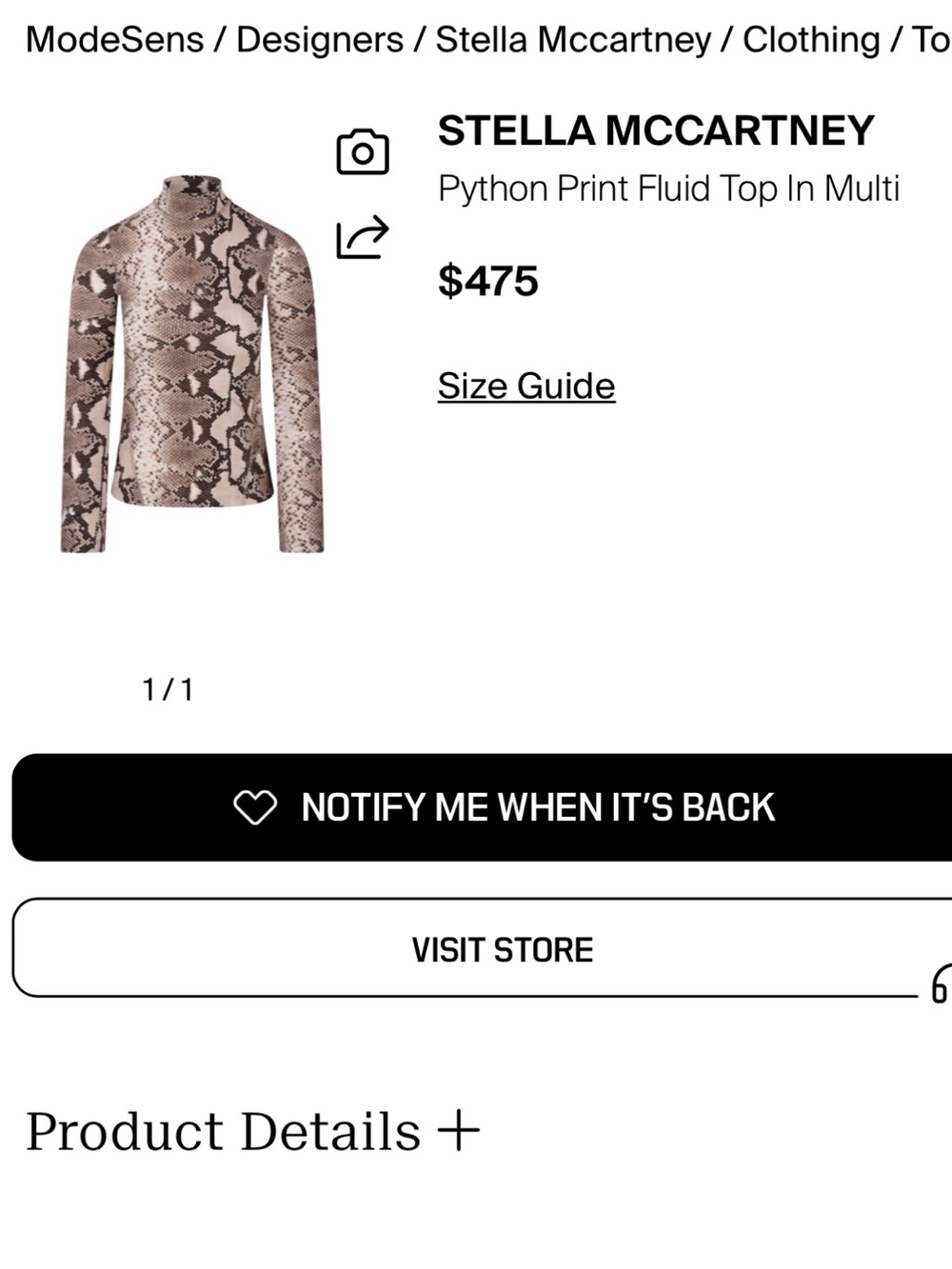 Stella McCartney Python Print Top NWT